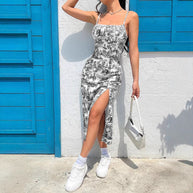 Damen Maxikleid mit floralem Muster und Spaghettiträgern WW