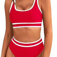 Damen Sportliches Bikini-Set mit breiten Trägern und hohem Schnitt WW