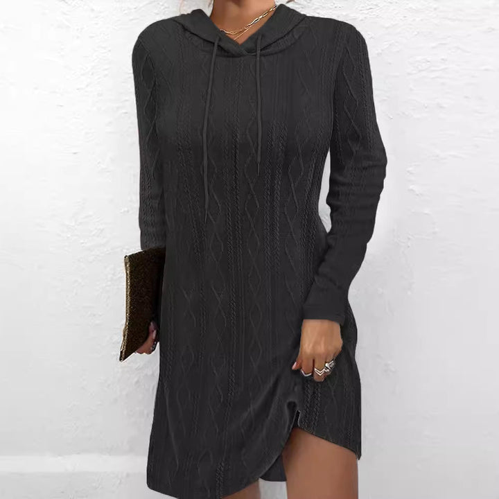 Damen Hoodie-Kleid mit Struktur und seitlichem Schlitz W&W Mode
