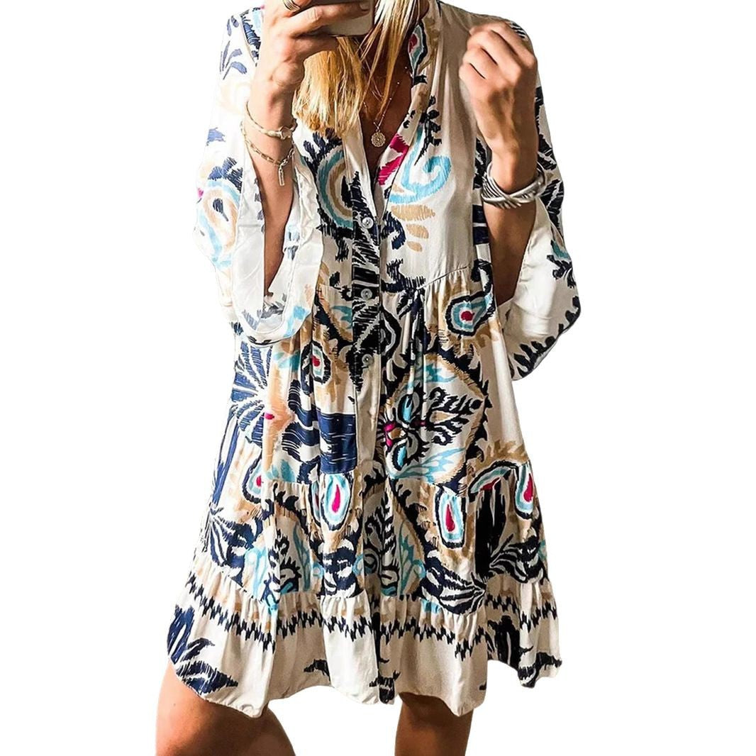 Damen Freizeitkleid mit modischem floralem Design und langen Ärmeln W&W Mode
