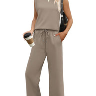 Damen Relaxed Fit Jumpsuit mit verkürzten Ärmeln und bequemem Bund WW