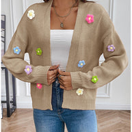 WW | Handgehäkelter floral gestrickter Cardigan