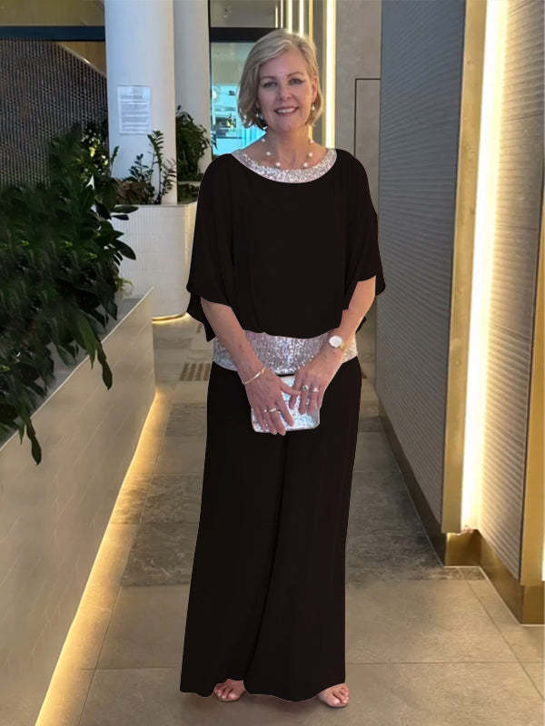 Damen eleganter Jumpsuit mit geschmeidigem Schnitt und funkelndem Taillengürtel WW