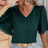 Damen Bluse mit eleganten schulterfreien Puffärmeln und V-Ausschnitt WW