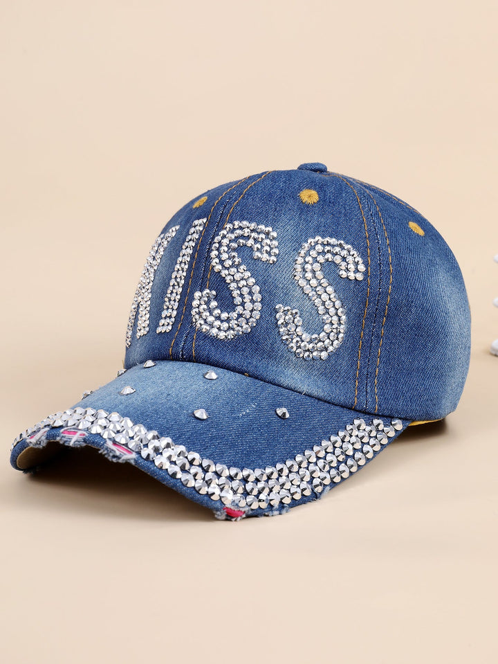 Damen funkelnde Baseballkappe aus hochwertigem Denim mit Strassverzierungen W&W Mode