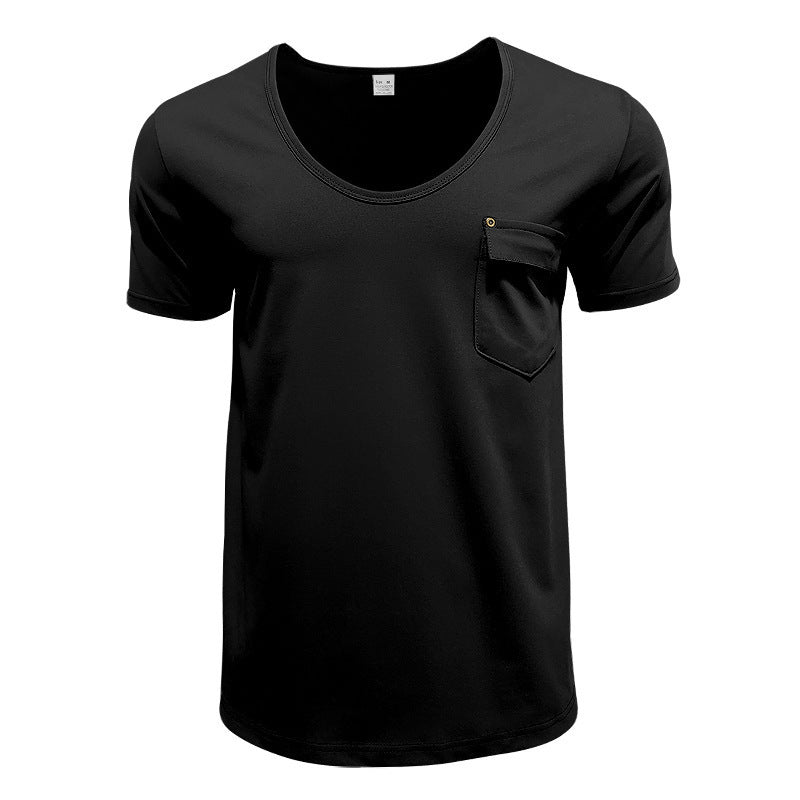 Herren hochwertiges T-Shirt mit lässigem V-Ausschnitt und praktischer Brusttasche WW
