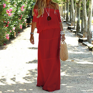 WW | Bohemian Maxikleid mit offenem Schulter für Damen