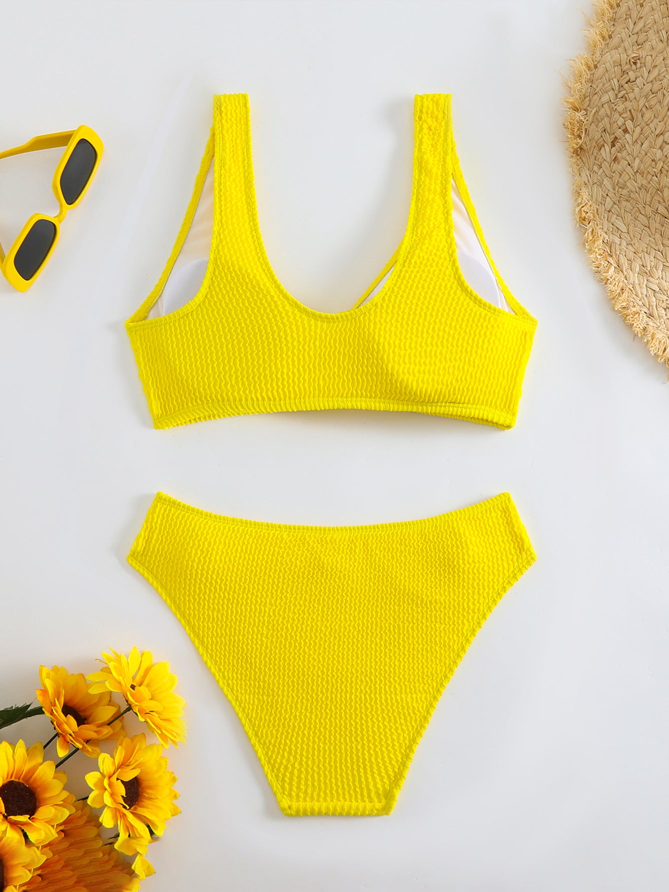 Damen Bikini mit strukturiertem Oberteil und hoher Taille WW