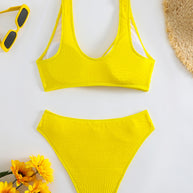 Damen Bikini mit strukturiertem Oberteil und hoher Taille WW