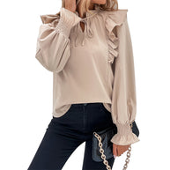 Damen Bluse mit eleganten Rüschendetails und verspieltem Kordelzug WW