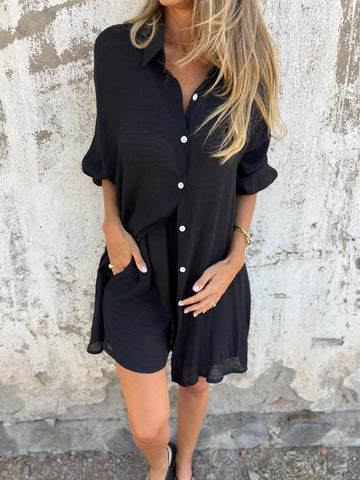 Damen lässiges Hemd-Outfit mit Shorts im Übergröße Design W&W Mode