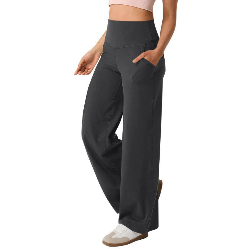 Damen weite High-Waist Freizeithose mit praktischen Taschen WW