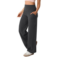Damen weite High-Waist Freizeithose mit praktischen Taschen WW