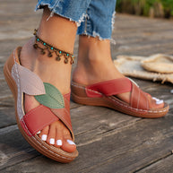 Damen Bequeme Sandalen mit kreativem Blattdesign und gepolsterter Innensohle WW