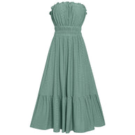 Damen Sommerliches Bandeau-Kleid mit Rüschendetails und gehäkeltem Stoff WW