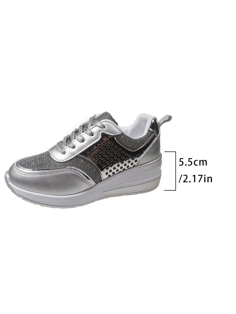 Damen Sneakers mit modischem Metallic-Akzent und atmungsaktiver Dämpfung W&W Mode