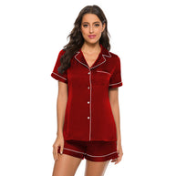 Damen Satin-Pyjama-Set mit Kurzarmbluse und Shorts WW