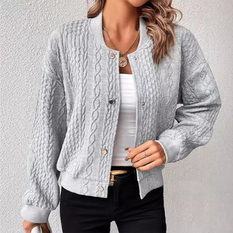 Damen Strickjacke mit Struktur und Knopfleiste WW