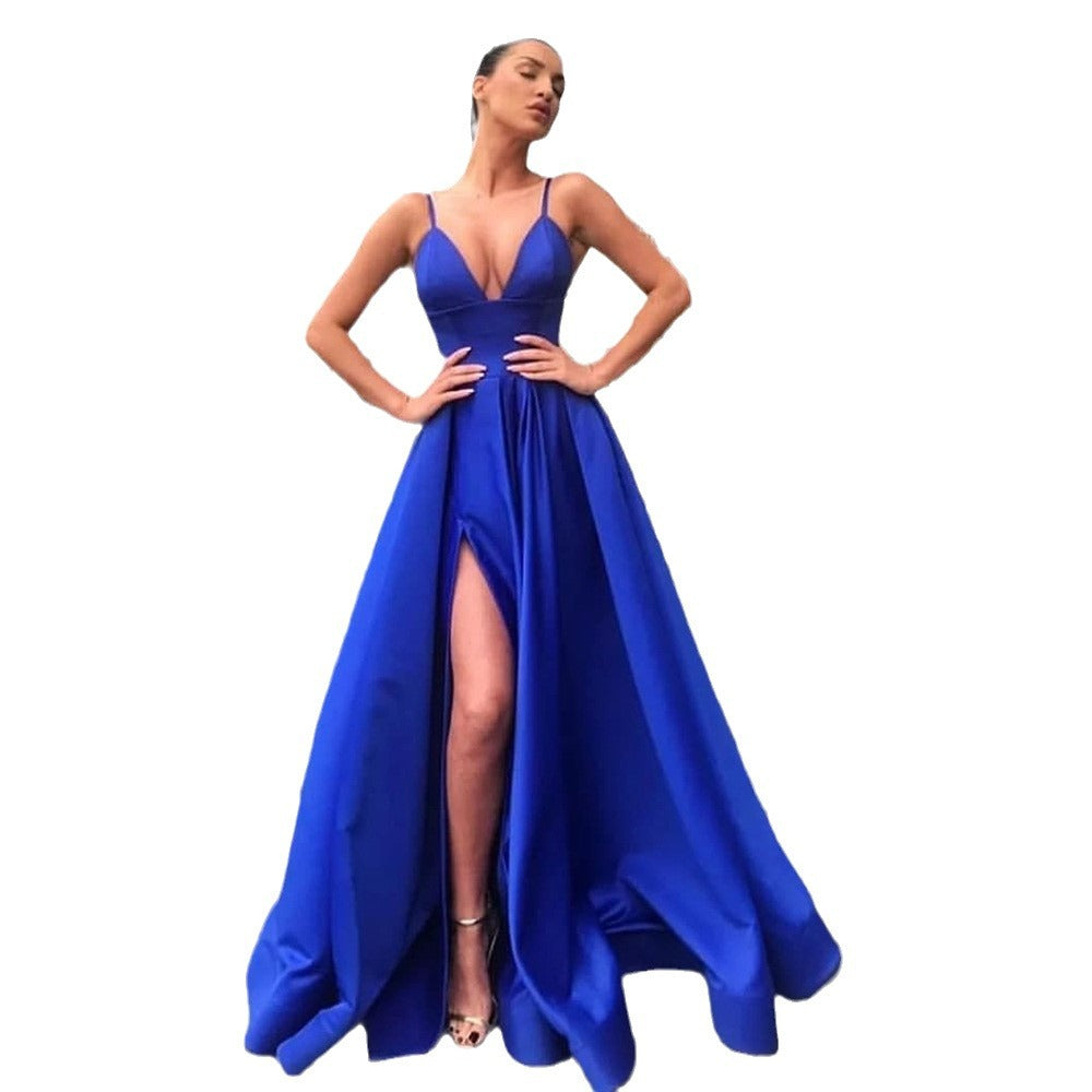 Damen Abendkleid mit aufregendem Beinschlitz und elegantem V-Ausschnitt WW
