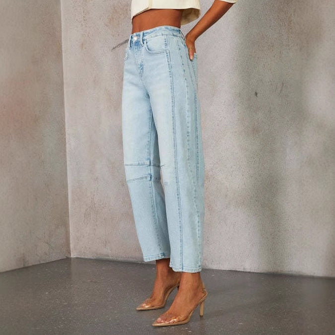 Damen weite High-Waist Jeans mit strukturiertem Design WW