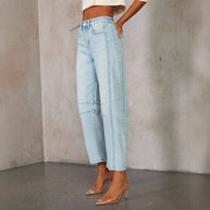 Damen weite High-Waist Jeans mit strukturiertem Design WW