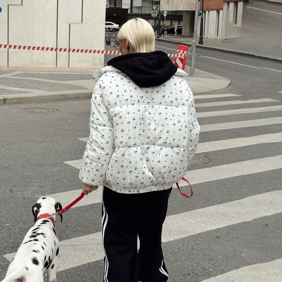 Damen Steppjacke mit floralen Mustern und hohem Kragen WW