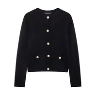 Damen Strickjacke mit schimmernden Knöpfen und Taschen WW