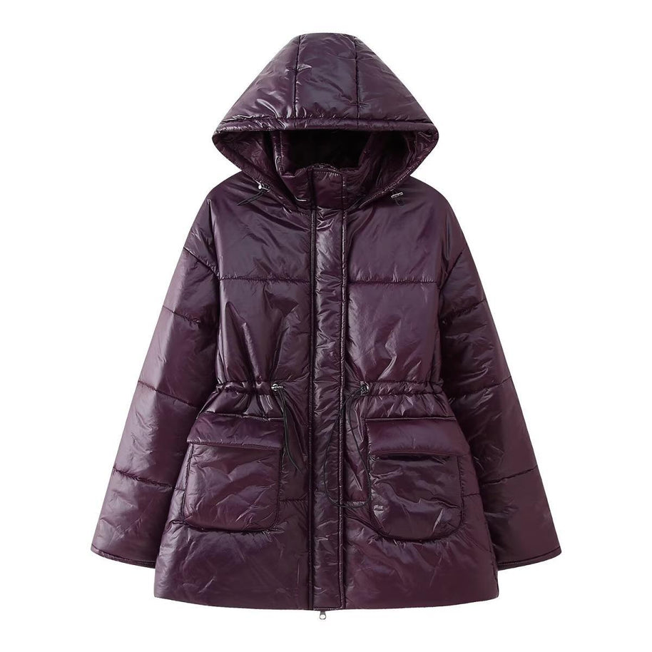 Damen Steppjacke mit Kapuze und taillierbarem Gürtel WW