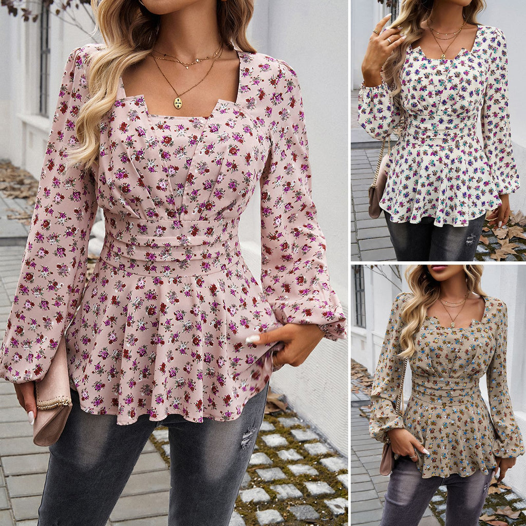 Damen Bluse mit Rüschendetails und floralem Muster WW