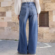 Damen weit geschnittene Jeanshose mit hohem Bund und eleganten Nähdetails WW