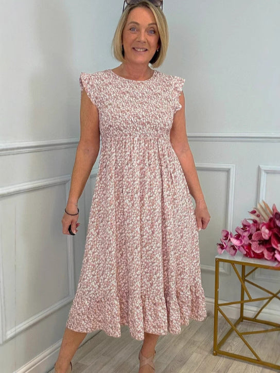 Damen luftiges Maxikleid mit Rüschen und floralem Design WW