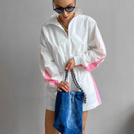 Damen Sportliches Windbreaker-Set mit elastischen Shorts WW