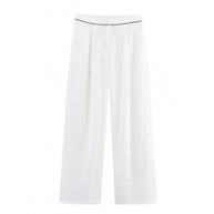 Damen weite Hochkannt-Hose mit eleganter Bundverzierung WW