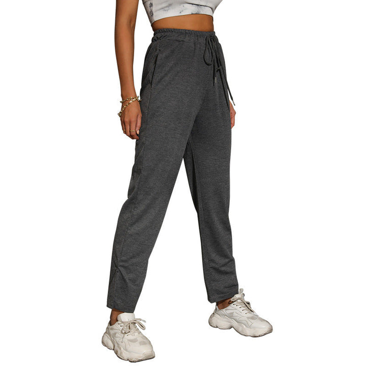 Damen Sportliche Jogginghose mit elastischem Bund und seitlichen Eingrifftaschen W&W Mode