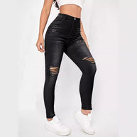 Damen Skinny Jeans im modischen Destroyed-Look mit hohem Taillenbund und komfortablem Stretch WW