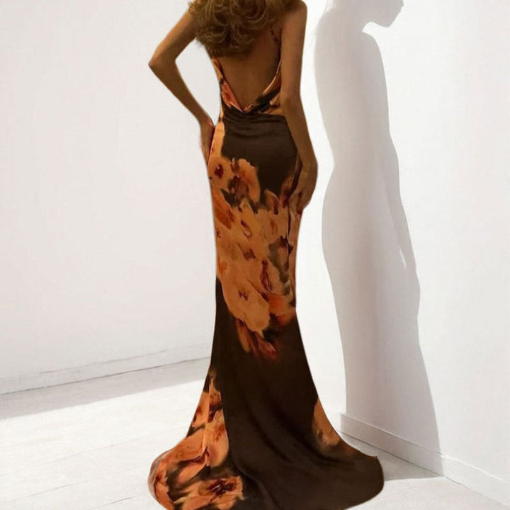 Damen Maxikleid mit elegantem Spaghetti-Träger-Design und floralem Muster W&W Mode