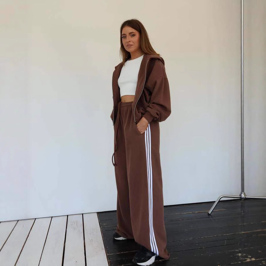Damen Sportliches Loungewear-Set mit cropped Jacke und bequemen Jogginghosen WW