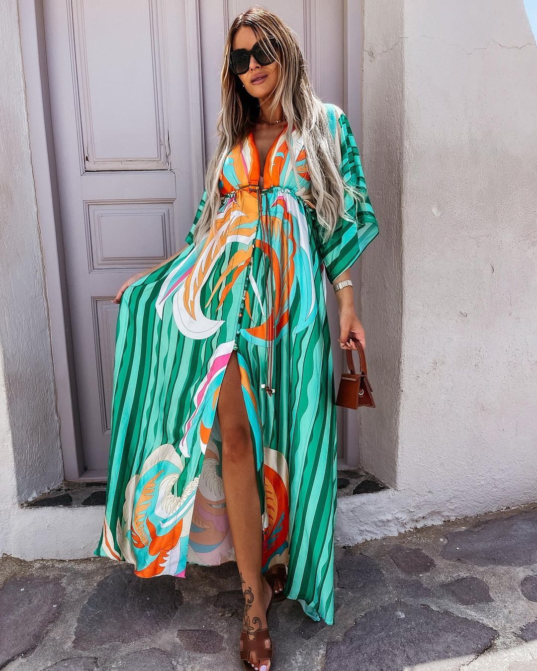 WW | Kurzarm Schwingendes Langkleid