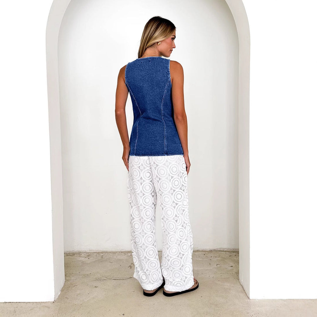Damen Denim-Hemdjacke mit modernem Schnitt und Knopfdetails W&W Mode
