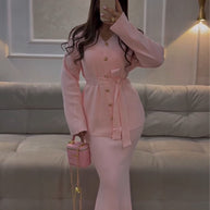 Damen Stretch Maxi-Rock und Cardigan Kombination WW