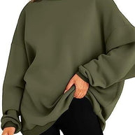 Damen oversized Kapuzenpullover mit seitlichen Schlitzen WW