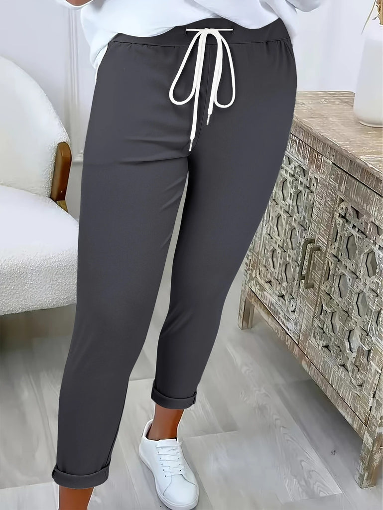Damen Freizeit-Hosen mit elastischem Bund und Kordelzug WW