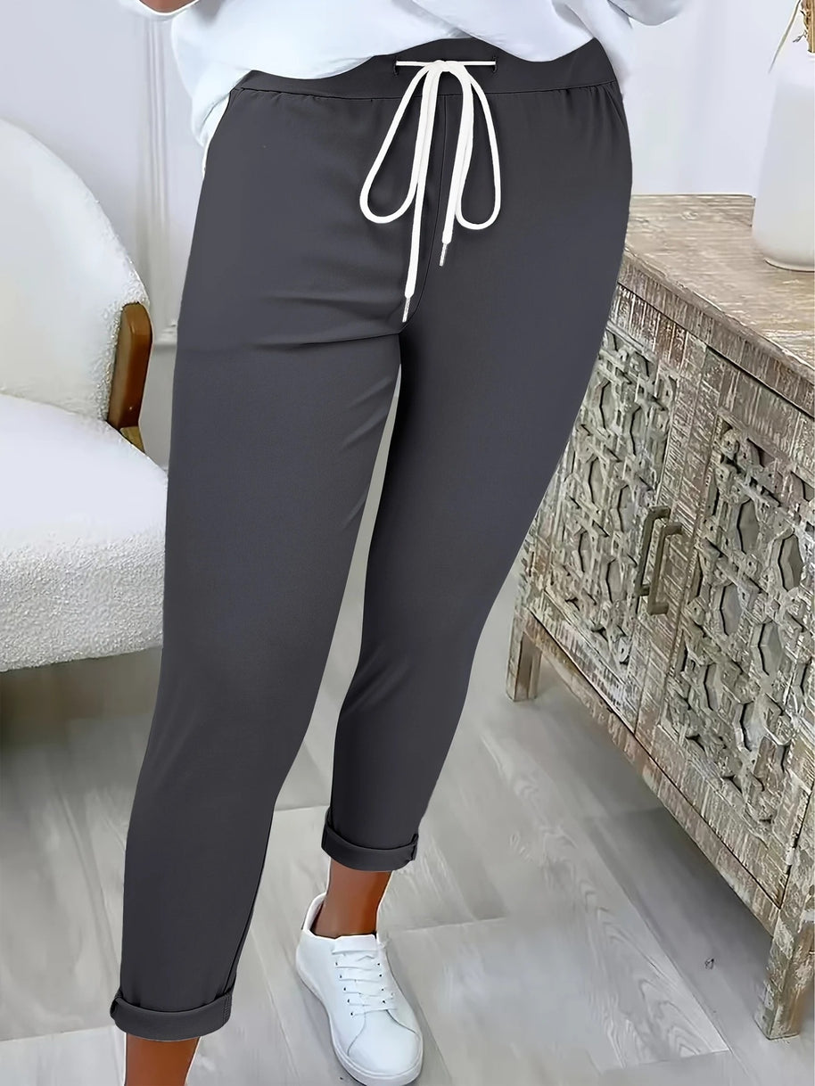 Damen Bequeme Freizeithose mit verstellbarem Taillenbund und lässigem Schnitt WW