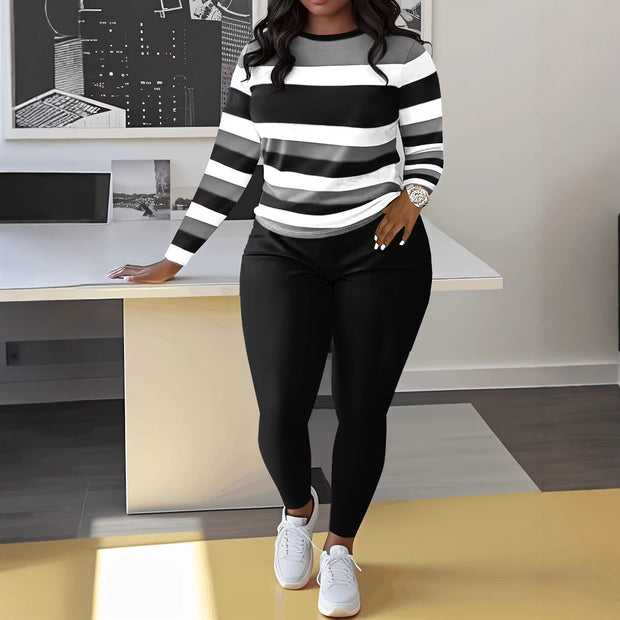 Damen Sportliches Langarmshirt mit modernen Streifen und bequemer Passform WW