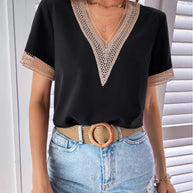 Damen Bluse mit filetartigen Verzierungen WW