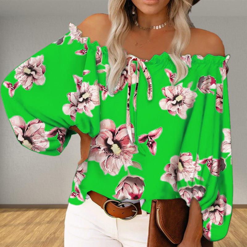 Damen Off-Shoulder-Bluse mit Blumenmuster WW