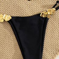 Damen Bikini-Set mit elegantem Push-up-BH und verzierten Trägern WW