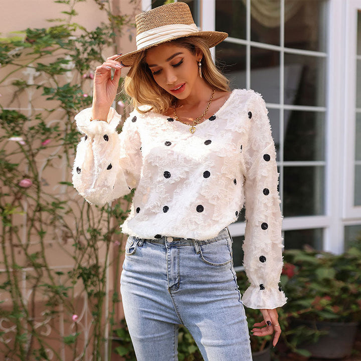 Damen Bluse mit dekorativen Rüschendetails und femininer Spitzenstruktur W&W Mode