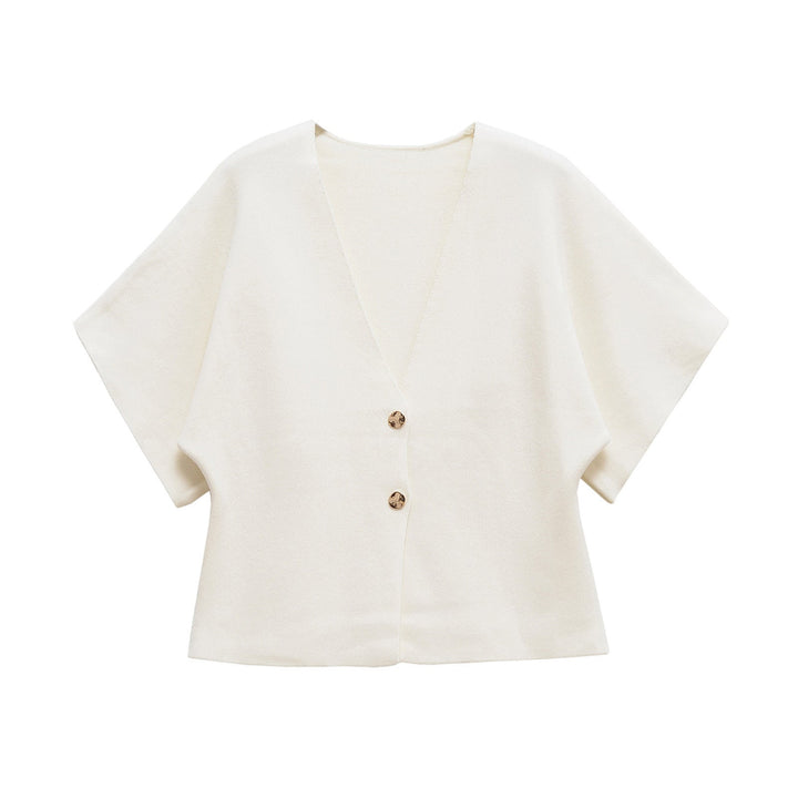 Damen leichte Strickjacke mit elegantem V-Ausschnitt und luxuriösen Knopfdetails W&W Mode