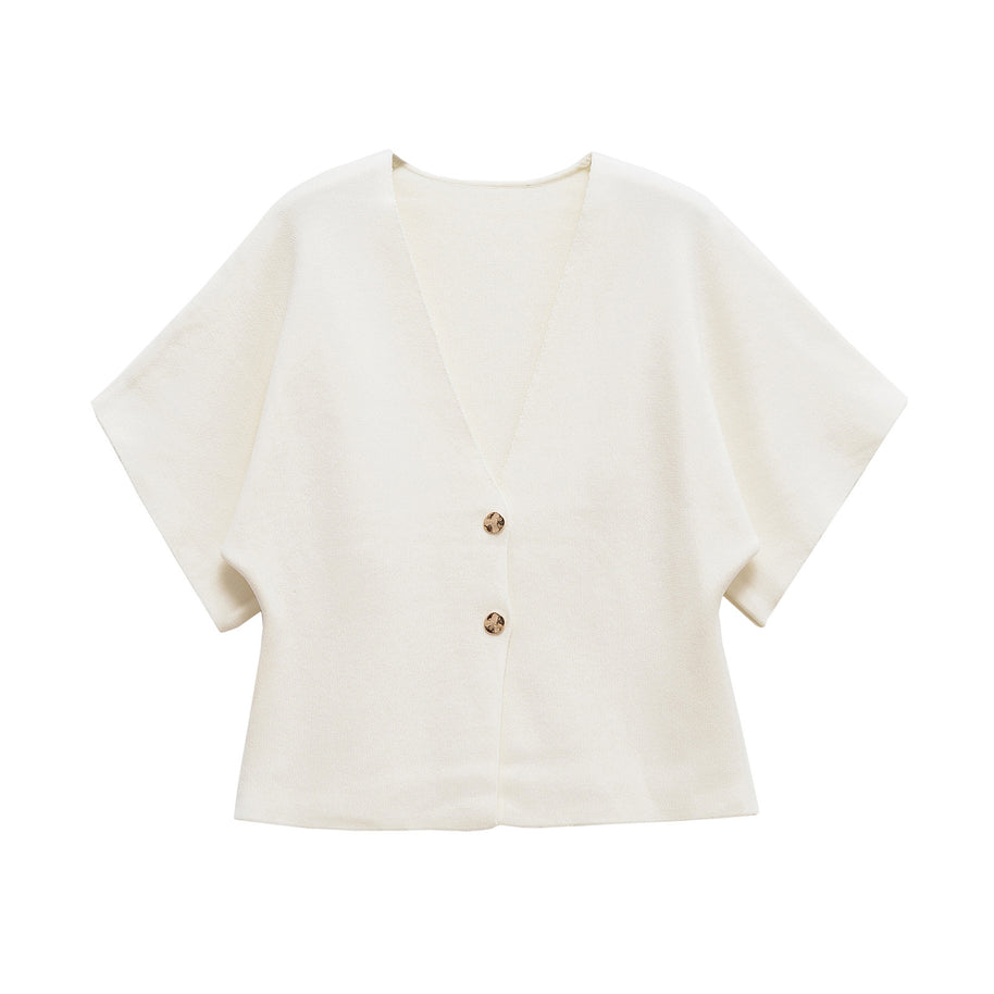 Damen leichte Strickjacke mit elegantem V-Ausschnitt und luxuriösen Knopfdetails WW